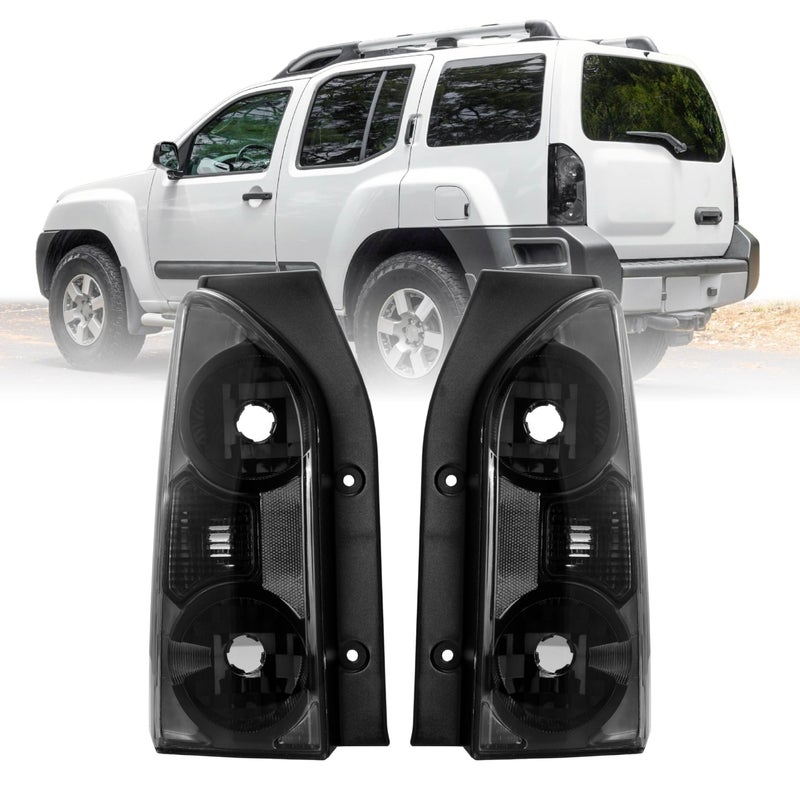 USR 0515 N50 SUV Tail Light  Rear Tail Lamps Left  Right Pair  Compatible with 20052015 Nissan Xterra Sport Utility Vehicle All Models X SE S  Off Road LIGHT SMOKE LENS BLACK CHROME HOUSING